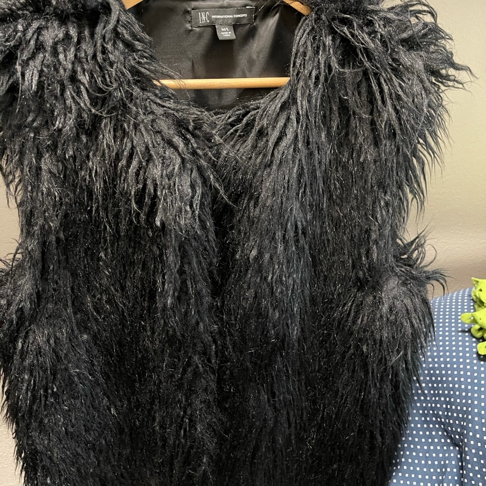 Black Faux Fur Vest Jacket